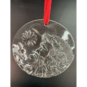 Rare Tiffany Large Crystal Santa Christmas Ornament With Box And Pouch